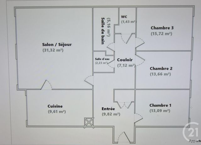 Afficher la photo en grand appartement à vendre - 5 pièces - 109.16 m2 - ST AVOLD - 57 - LORRAINE - Century 21 Rond Point De L'Europe