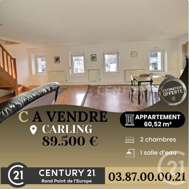 Appartement à vendre - 3 pièces - 60.52 m2 - CARLING - 57 - LORRAINE - Century 21 Rond Point De L'Europe