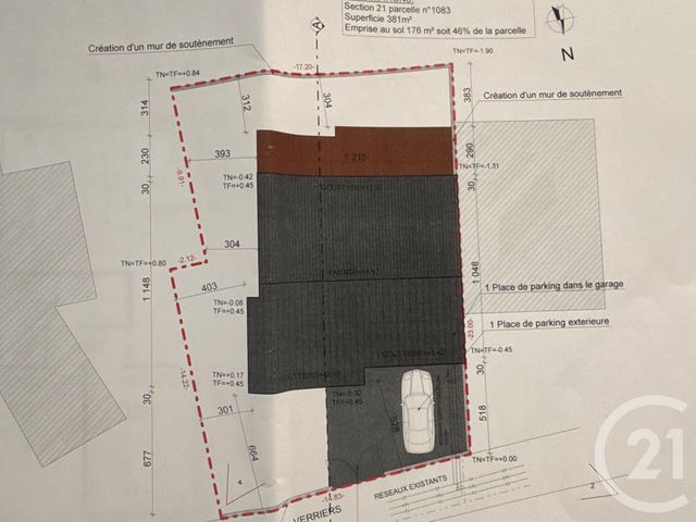 terrain à vendre - 381.0 m2 - FREYMING MERLEBACH - 57 - LORRAINE - Century 21 Rond Point De L'Europe